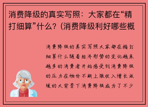 消费降级的真实写照：大家都在“精打细算”什么？(消费降级利好哪些概念股)