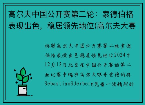 高尔夫中国公开赛第二轮：索德伯格表现出色，稳居领先地位(高尔夫大赛)